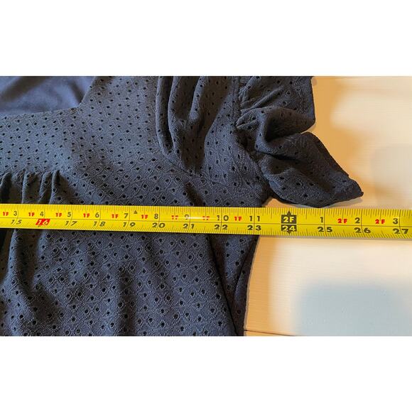 Lane Bryant Eyelet Dress Blue Square Neck Short Flutter Sleeves Sz 18 Stretch - Picture 9 of 10